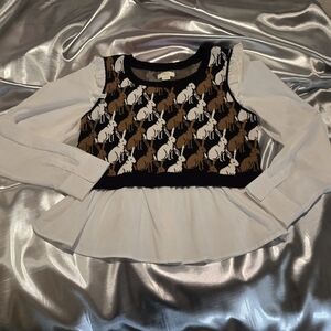 Stylish White and Brown Women's Top